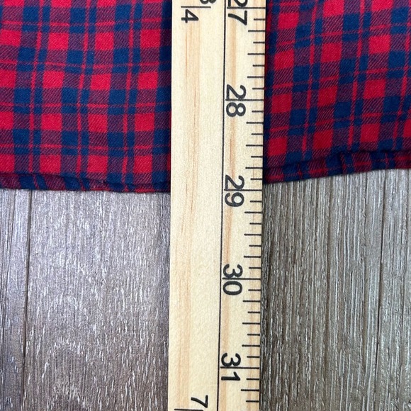 J.Crew Brushed Twill Plaid Button Down Shirt Red Navy Large Classic Fit Flannel - Picture 10 of 11